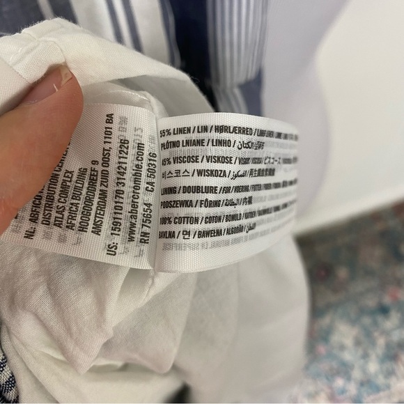 Abercrombie & Fitch Sundress Sz XS Square Neck Striped Blue Summer Beach Coastal - Picture 11 of 14